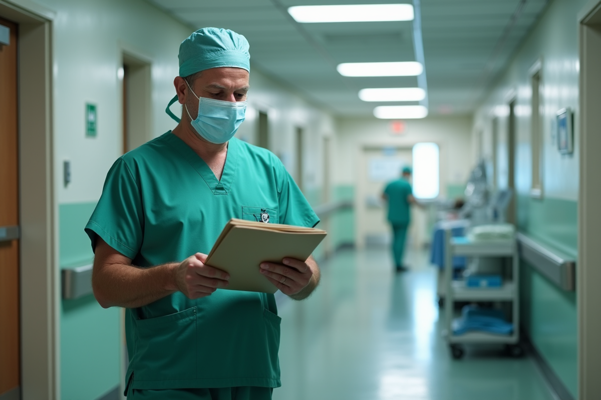 Chirurgien en hôpital examinant des dossiers