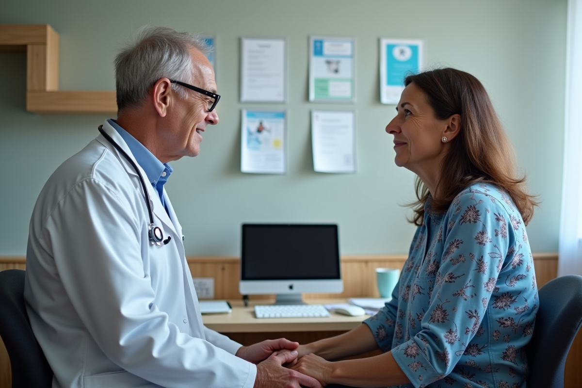 Patient femme en consultation avec un médecin en cabinet