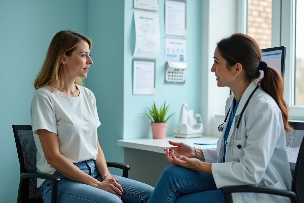 Femme discutant avec une médecin dans un cabinet médical