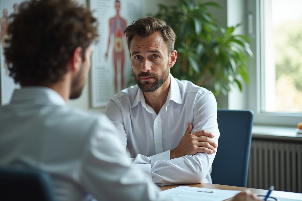 Homme consulte un médecin pour nodules sur le bras