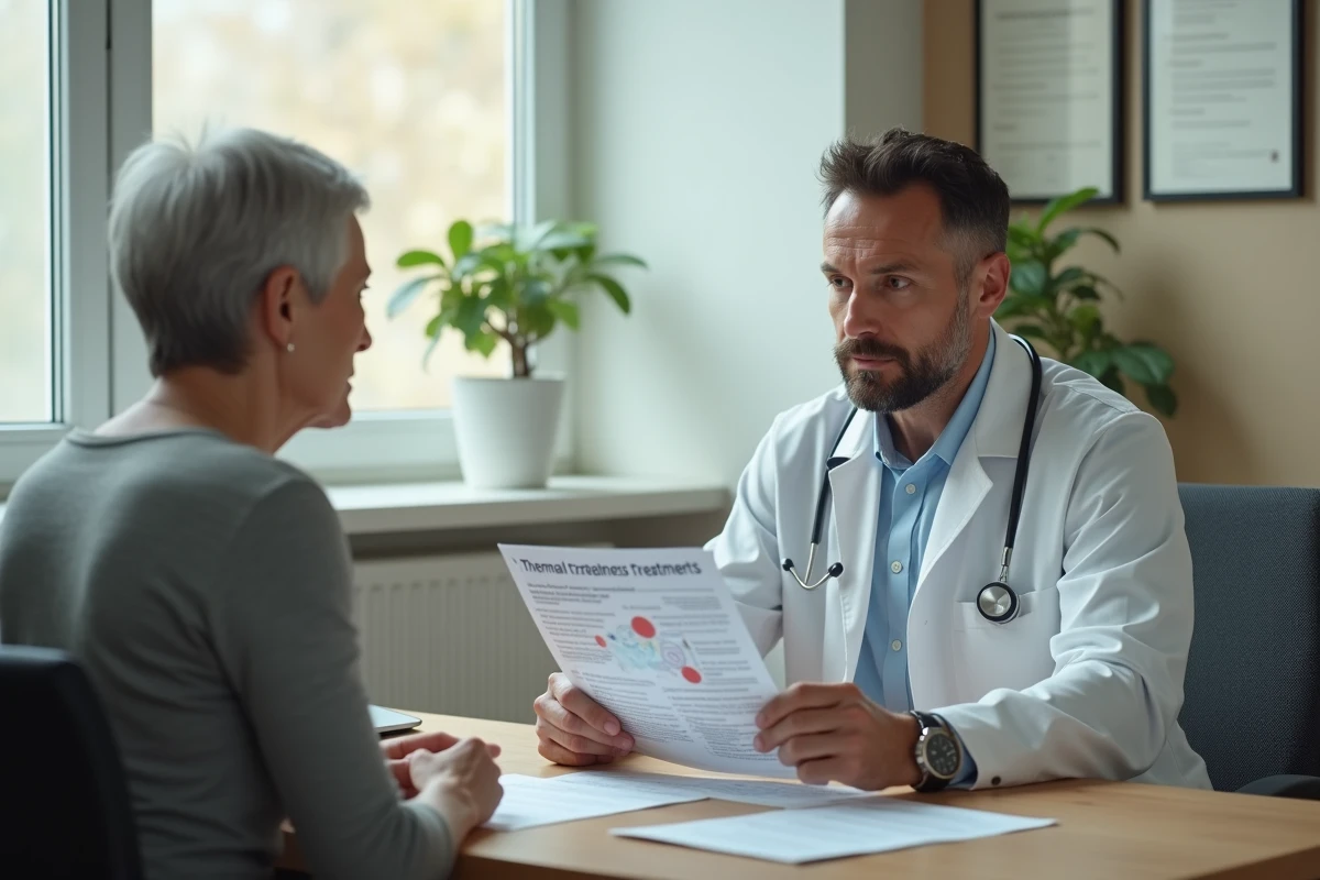 Consultation médicale neurologue et patiente pour choisir une cure thermale adaptée à la pathologie neurologique en France