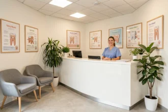 Salle d'attente d'un cabinet dentaire moderne en Meurthe-et-Moselle avec accueil chaleureux