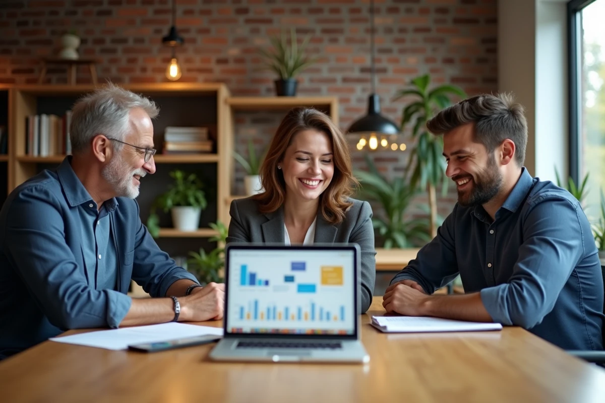 Equipe professionnelle collaborant autour d