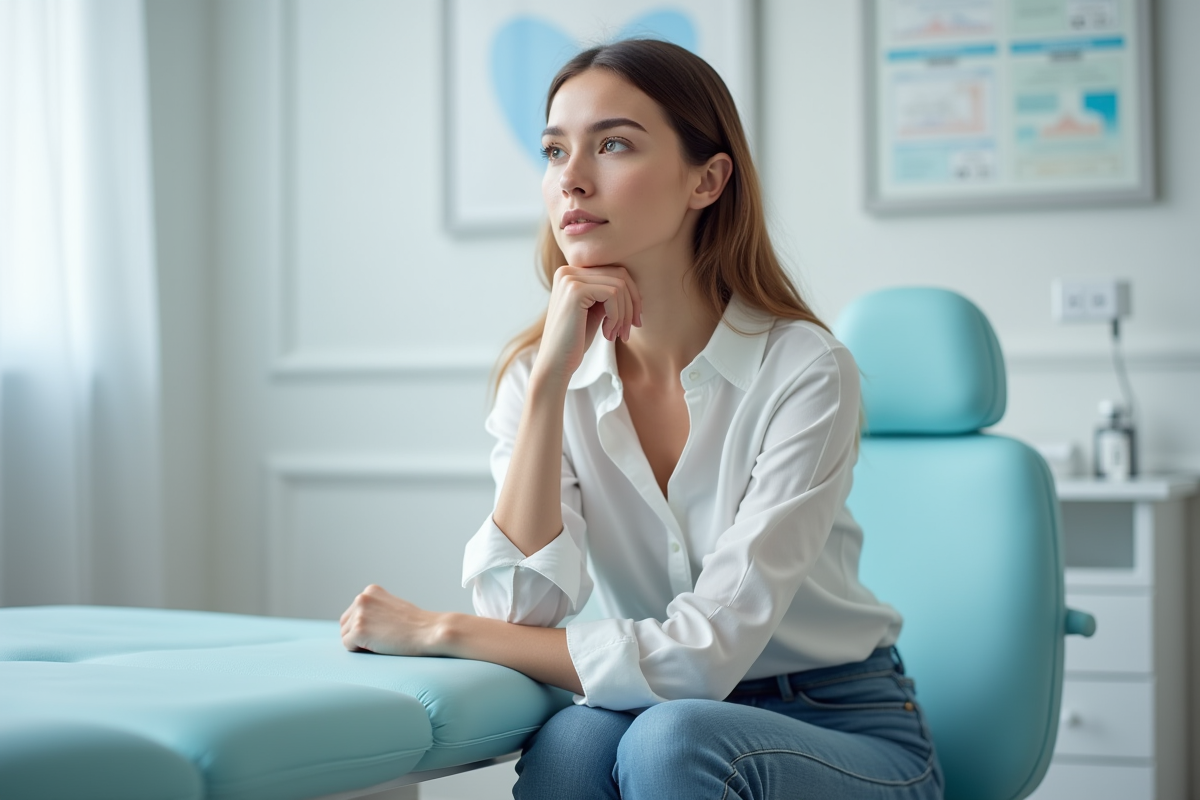 Jeune femme en consultation dans une clinique moderne