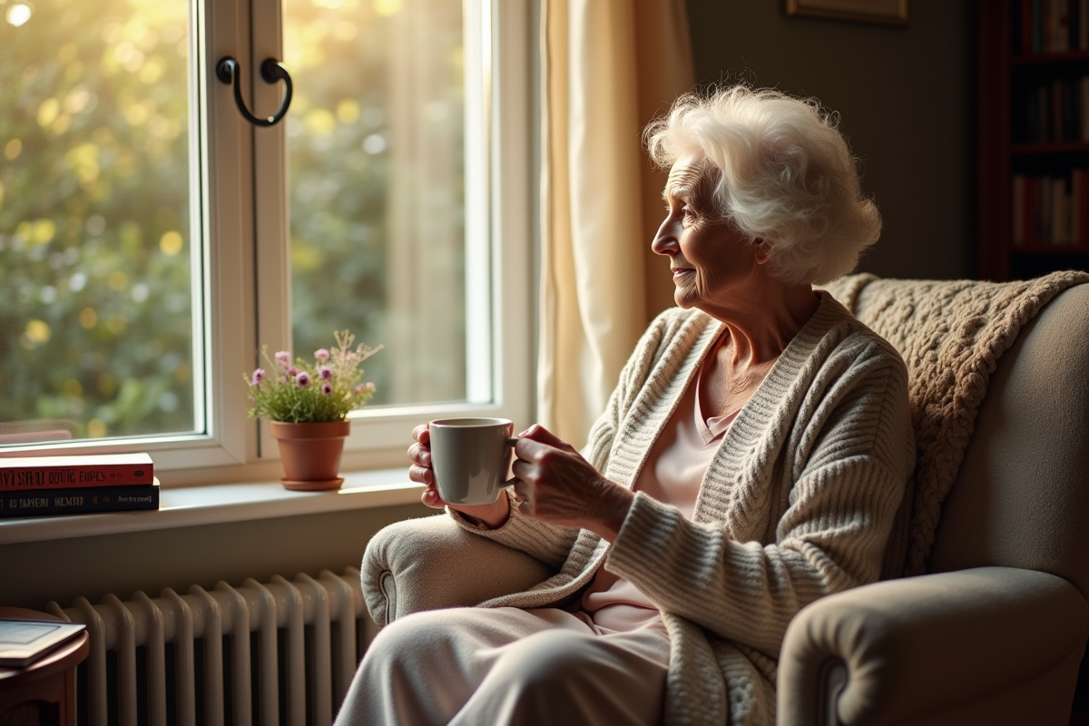 Femme âgée assise près d