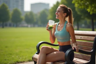 Jeune femme sportive se repose après course en ville