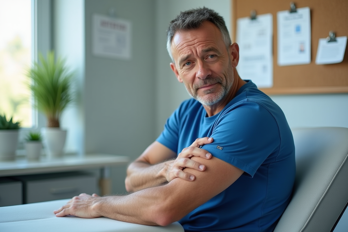 Homme d'âge moyen dans un cabinet de dermatologie