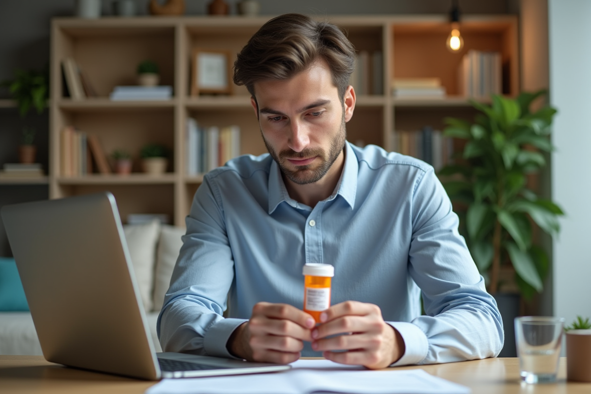 Jeune homme lisant une prescription d