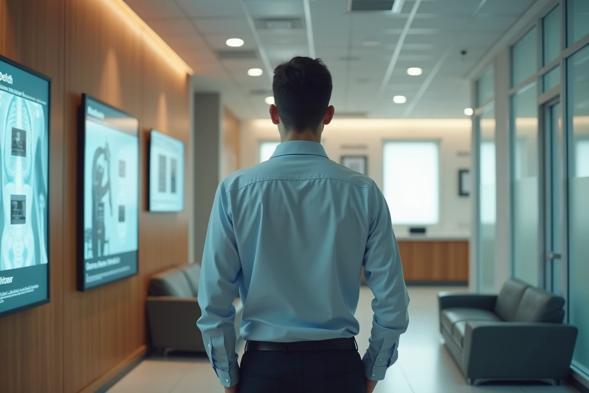 Jeune homme en attente dans une clinique radiologique