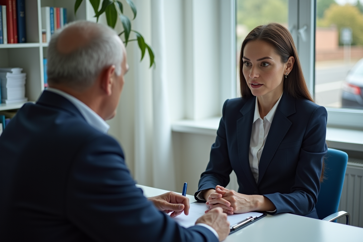 Medecin discutant avec un patient dans son cabinet