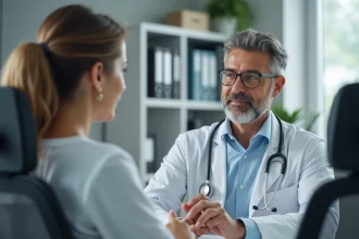 Medecin en consultation avec une patiente dans un cabinet médical