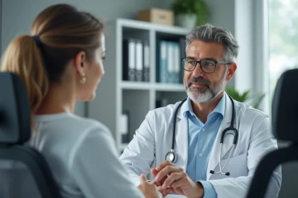Medecin en consultation avec une patiente dans un cabinet médical