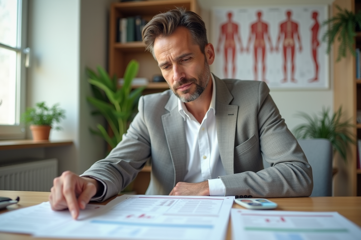 Nutritionniste montrant des rapports de tests d