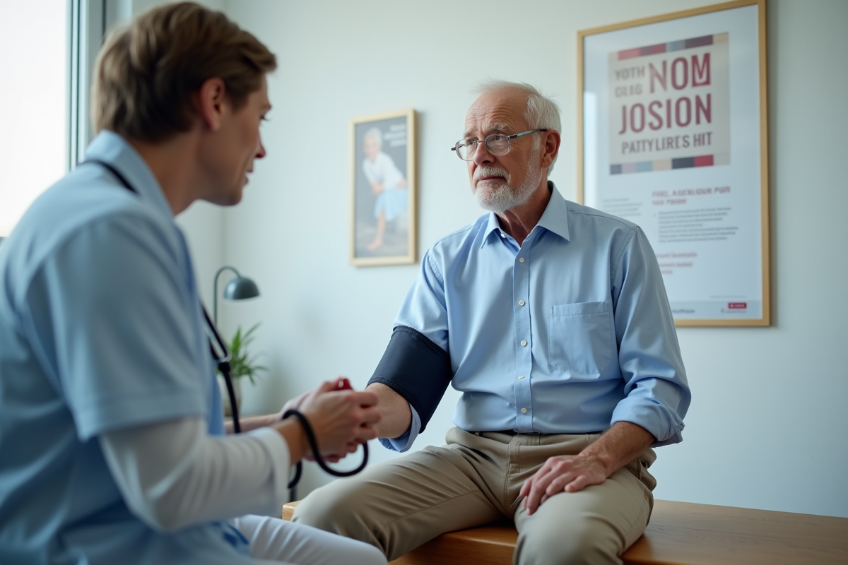 Homme senior en consultation dans une clinique moderne