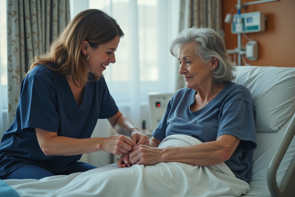 Therapeute aidant une femme à lacer ses chaussures